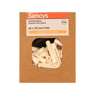 Sencys Plug Voor Volle Wand Nylon - Diam. 6x30mm - 100 Stuks