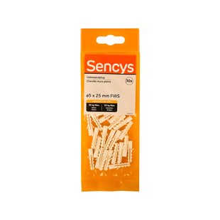 Sencys Plug Voor Volle Wand Nylon - Diam. 5x25mm - 30 Stuks