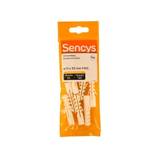 Sencys Plug Voor Volle Wand Nylon - Diam. 10x50mm - 10 Stuks