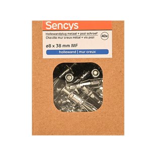 Sencys Plug Voor Gipsplaat Staal - Diam. 8x38mm - 40 Stuks