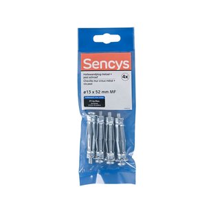 Sencys Plug Voor Gipsplaat Staal - Diam. 13x52mm - 4 Stuks