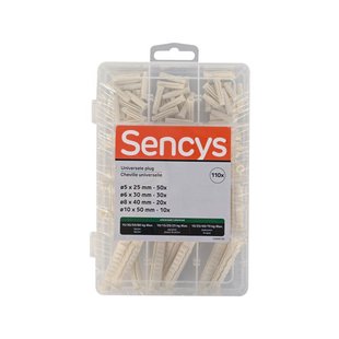 Sencys Universele Plug Nylon - Diam. 5x30mm, 6x40mm, 8x50mm, 10x60mm - 110 Stuks