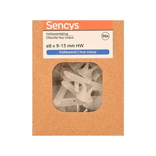Sencys Plug Voor Holle Wand Nylon - Diam. 8mm - 50 Stuks