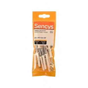 Sencys Slagplug Nylon - Diam. 6x40mm - 20 Stuks