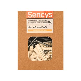 Sencys Plug Voor Beton Nylon - Diam. 8x40mm - 50 Stuks