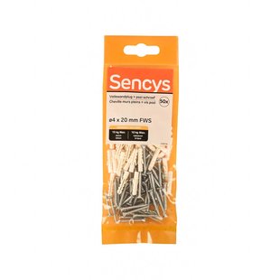 Sencys Plug Nylon - Diam. 4x20mm - 50 Stuks