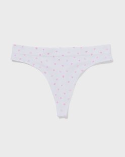 HEMA Damesstring naadloos rib bloemen wit (wit)