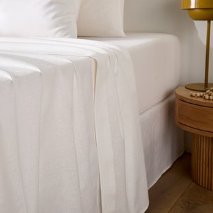 Plat laken in gewassen katoen/linnen, Marnie