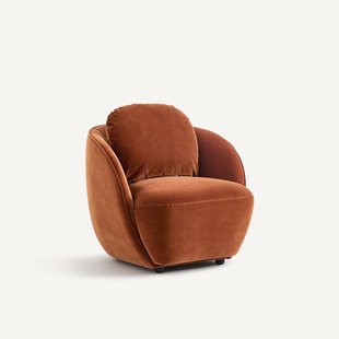 Fauteuil in fluweel, bolvormig, Alpine