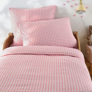 Dekbedovertrek in gewassen katoen, Vichy fleuris