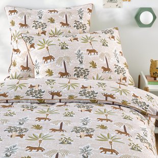 Kinderdekbedovertrek, gewassen katoen, jungleprint, WILA