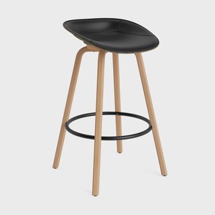 Normann Copenhagen Mat Barstool barkruk voorkant gestoffeerd 75 cm Ultra 41599-seaweed-beech-black steel