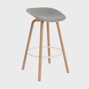 Normann Copenhagen Mat Barstool barkruk voorkant gestoffeerd 75 cm Remix 133-hemp-beech-cream steel