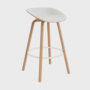 Normann Copenhagen Mat Barstool barkruk voorkant gestoffeerd 75 cm Hallingdal 110-hemp-beech-cream steel