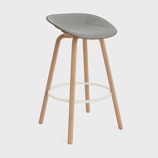 Normann Copenhagen Mat Barstool barkruk voorkant gestoffeerd 75 cm Remix 133-seaweed-beech-cream steel