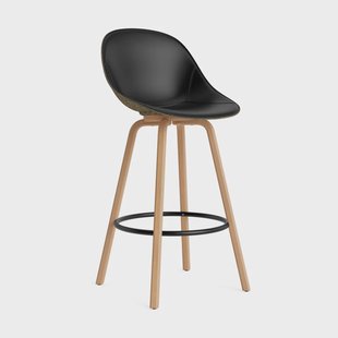 Normann Copenhagen Mat Bar Chair barkruk voorkant gestoffeerd 75 cm Ultra 41599-seaweed-beech-black steel