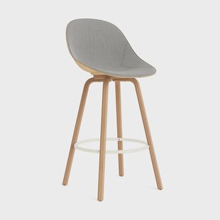 Normann Copenhagen Mat Bar Chair barkruk voorkant gestoffeerd 75 cm Remix 133-hemp-beech-cream steel
