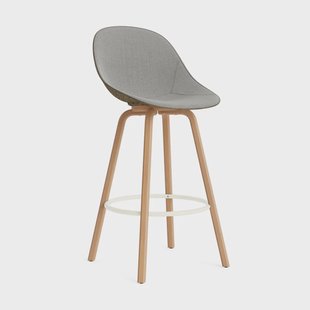 Normann Copenhagen Mat Bar Chair barkruk voorkant gestoffeerd 75 cm Remix 133-seaweed-beech-cream steel