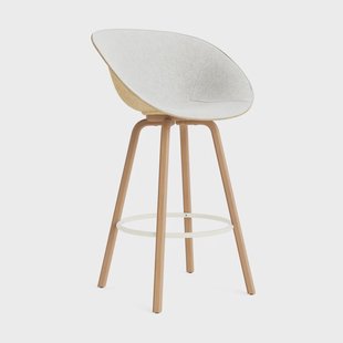 Normann Copenhagen Mat Bar Armchair armstoel voorkant gestoffeerd 75 cm Hallingdal 110-hemp-beech-cream steel