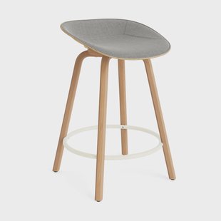 Normann Copenhagen Mat Barstool barkruk voorkant gestoffeerd 65 cm Remix 133-hemp-beech-cream steel