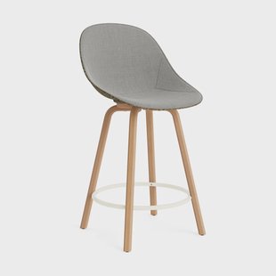 Normann Copenhagen Mat Bar Chair barkruk voorkant gestoffeerd 65 cm Remix 133-seaweed-beech-cream steel