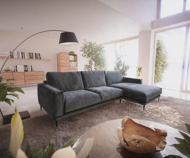DELIFE Hoekbank Sottil 290 x 165cm Chenille grijs recamiere rechts