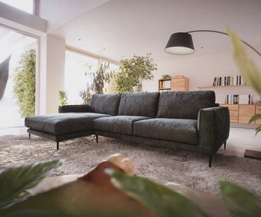 DELIFE Hoekbank Sottil 290 x 165cm Chenille antraciet recamiere links