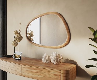 DELIFE Spiegel Cermin 90x60 cm Acacia Aura