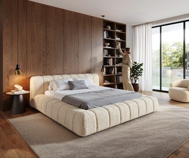 DELIFE Gestoffeerd bedframe Cutio 180x200 cm Teddystof Beige