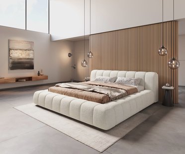 DELIFE Gestoffeerd bedframe Cutio 180x200 cm bouclé Soft Beige