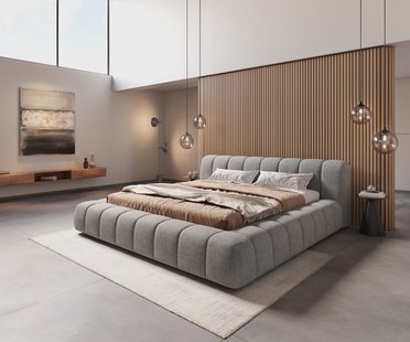 DELIFE Gestoffeerd bedframe Cutio 180x200 cm structuurstof soft grijs