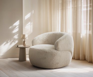 DELIFE Fauteuil Nova 88x88 cm Pluche crème-wit