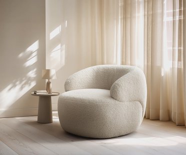 DELIFE Fauteuil Nova 88x88 cm Teddystof Beige