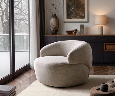 DELIFE Fauteuil Nova 88x88 cm geweven stof beige