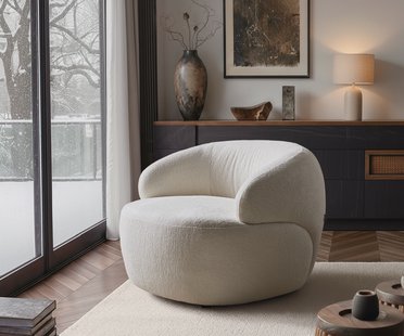 DELIFE Fauteuil Nova 88x88 cm bouclé Soft Beige