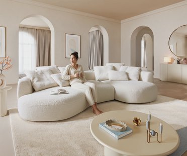DELIFE Big-Sofa Edina 330x170 cm teddystof beige