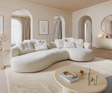 DELIFE Big-Sofa Edina 330x170 cm Pluche crème-wit
