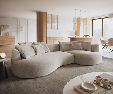 DELIFE Big-Sofa Edina 330x170 cm geweven stof Soft Beige