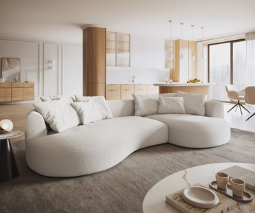 DELIFE Big-Sofa Edina 330x170 cm Bouclé Soft Beige