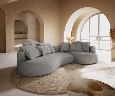 DELIFE Big-Sofa Edina 330x170 cm structuurstof soft grijs