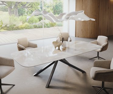 DELIFE Eetkamertafel Edge Boot 270x120 cm Keramiek Iris FMG Onice Grigio kruisonderstel Rechthoek Zwart