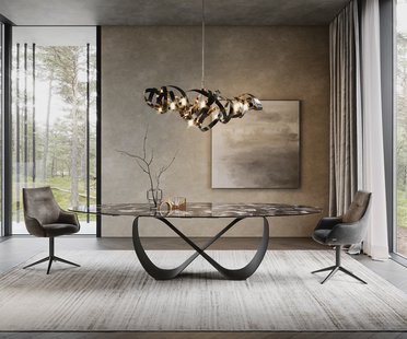 DELIFE Eetkamertafel Edge Oval 280x130 cm Keramiek Iris FMG Agatablack Infinity Metaal Zwart
