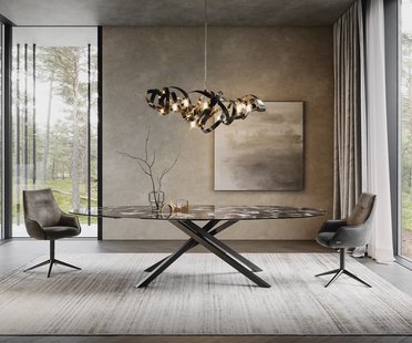 DELIFE Eetkamertafel Edge Oval 280x130 cm Keramiek Iris FMG Agatablack kruisonderstel Rechthoek Zwart