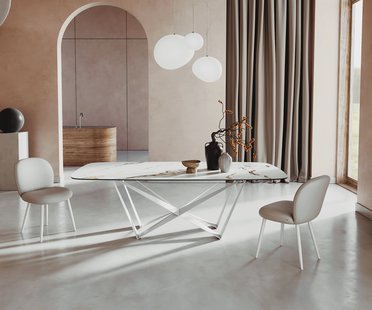 DELIFE Eetkamertafel Edge Boot 240x120 cm Keramiek Calacatta Luxe Wit-Goud-Grijs Spider Metaal Wit