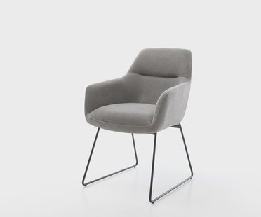 DELIFE Eetkamerstoel Pejo-Flex zachte stof met structuur grijs slipframe zwart pocketveer kern