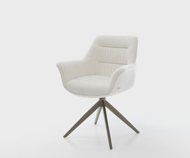 DELIFE Draaistoel Kaira-Flex bouclé zacht beige kruisframe breed afwerking met titanium 360° draaibaar rocker-functie