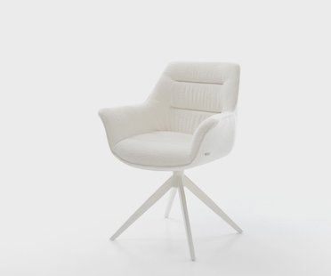 DELIFE Draaistoel Kaira-Flex bouclé zacht beige kruisframe breed wit 360° draaibaar rocker-functie