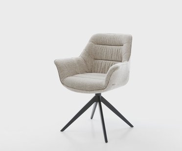 DELIFE Draaistoel Kaira-Flex geweven stof beige kruisframe breed zwart 360° draaibaar rocker-functie