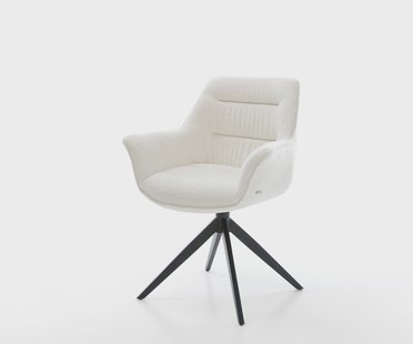 DELIFE Draaistoel Kaira-Flex bouclé zacht beige kruisframe breed zwart 360° draaibaar rocker-functie