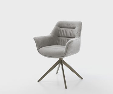 DELIFE Draaistoel Kaira-Flex zachte stof met structuur grijs kruisframe breed afwerking met titanium 360° draaibaar rocker-functie